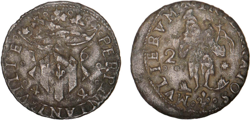 LOUIS XIV monnaies de Perpignan (1644-1654)
Double sol
1644 - TTB 40 (TTB+)
R...