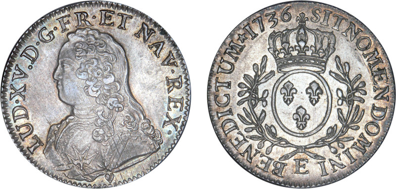 LOUIS XV le Bien aimé (1715-1774)
Écu aux branches d'olivier & au buste habillé...