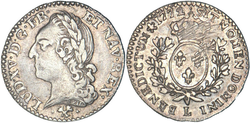 LOUIS XV le Bien aimé (1715-1774)
1/10 d'écu aux branches d'olivier & à la viei...
