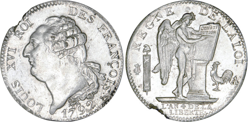 PÉRIODE RÉVOLUTIONNAIRE
ÉCU de 6 livres type "FRANÇOIS"
1792 A - SUP 58 (SUP)...