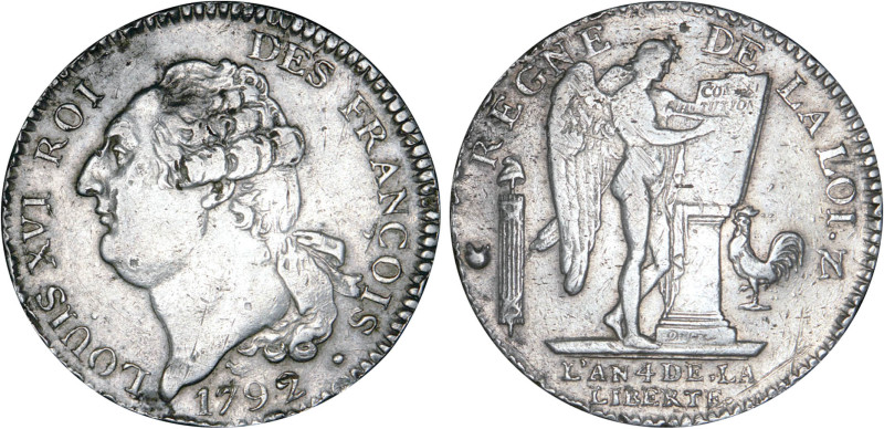 PÉRIODE RÉVOLUTIONNAIRE
ÉCU de 6 livres type "FRANÇOIS"
1792 N - TTB 40 (TTB+)...
