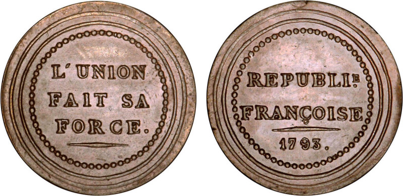 5 CENTIMES
5 CENTIMES (module de), Essai de Dupré "l'union fait sa force"
1793...