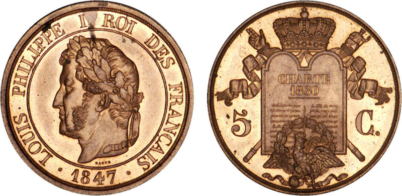 5 CENTIMES
5 C. (CENTIMES) Louis Philippe I, type à la charte de 1830
1847 - F...