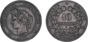 DÉCIME, 10 CENTIMES
10 CENTIMES type Cérès (défense nationale)
1871 K - TTB 45 (TTB++)
Rare ! - nettoyé


G 265, F 135, KM# 815
BORDEAUX - BRON...