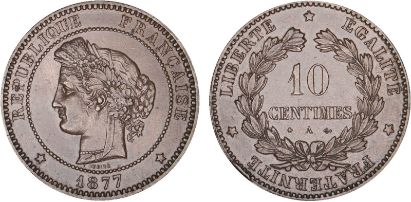 DÉCIME, 10 CENTIMES
10 CENTIMES type Cérès (IIIe République)
1877 A - TTB 45 (...