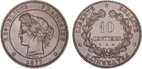 DÉCIME, 10 CENTIMES
10 CENTIMES type Cérès (IIIe République)
1877 A - TTB 45 (TTB++)
Assez Rare ! - 1 coup tranche


G 265a, F 135, KM# 815
PAR...