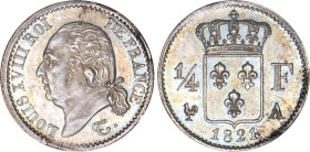 1/4 FRANC, 25 CENTIMES
1/4 F, Louis XVIII
1821 A - SPL 62 (SUP++)
Assez Rare !


G 352, F 163, KM# 714
PARIS - ARGENT - 
 --------------------...