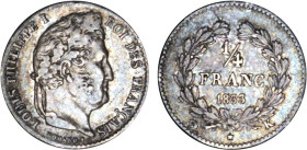 1/4 FRANC, 25 CENTIMES
1/4 FRANC Louis-Philippe I
1833 K - TTB 35 (TTB)
Rare !


G 355, F 166, KM# 740
BORDEAUX - ARGENT - 
 -----------------...