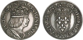 1/4 FRANC, 25 CENTIMES
25 CENTIMES (module de) au type du ducat de Louis XII couronné - 1881
N.D. - SPL 62 (SUP++)
Maillechort, flan mat - Rare !
...