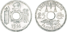 1/4 FRANC, 25 CENTIMES
25 Cmes 2e ESSAI de Becker
1914 a) - SPL 60 (SUP+)
24 mm - Rare !


G 369
 - NICKEL - 5,03g
 --------------------------...