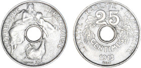 1/4 FRANC, 25 CENTIMES
25 CENTIMES ESSAI de Coudray
1913 a) - SPL 60 (SUP+)
24 mm - Rare !


G 370
 - NICKEL - 5,04g
 ------------------------...