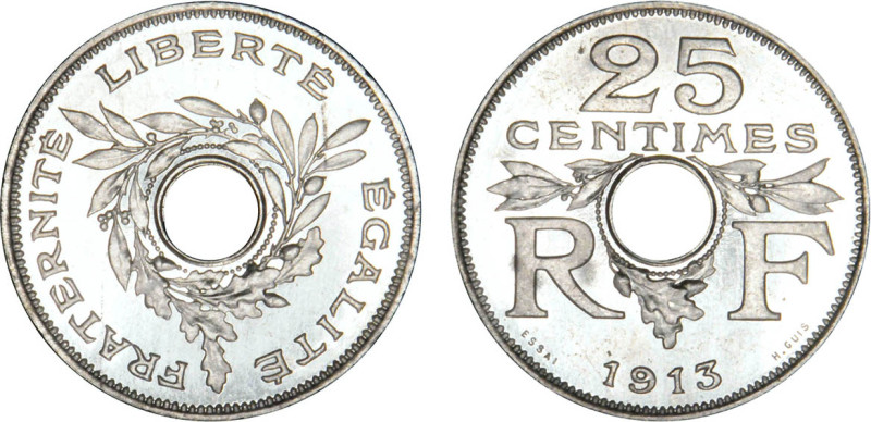 1/4 FRANC, 25 CENTIMES
25 CENTIMES ESSAI de H. Guis
1913 a) - FDC 64 (FDC)
24...