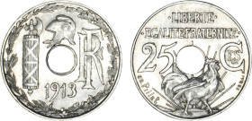 1/4 FRANC, 25 CENTIMES
25 Ces Ier ESSAI de Pillet - revers b)
1913 - SPL 61 (SUP+)
Nickel - Rare !


G 375 b)
 - NICKEL - 5,05g
 -------------...