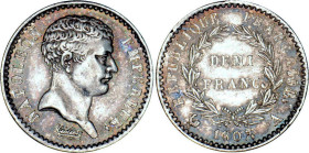 1/2 FRANC, 50 CENTIMES
DEMI FRANC type tête de nègre
1807 A - SUP 53 (SUP-)
Très Rare !! - infime coup listel


G 397, F 176, KM# 679
PARIS - A...