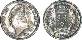 1/2 FRANC, 50 CENTIMES
1/2 F, Louis XVIII
1824 W - SUP 58 (SUP)
Rare ! - avers nettoyé


G 401, F 179, KM# 708
LILLE - ARGENT - 
 ------------...