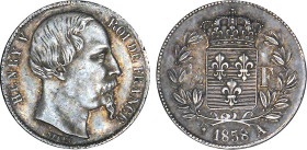 1/2 FRANC, 50 CENTIMES
1/2 F, Henri V, tête âgée
1858 - SPL 60 (SUP+)
Très Rare !!


G 407, KM# PT26
 - ARGENT - 3,06g
 ----------------------...