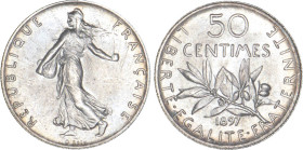 1/2 FRANC, 50 CENTIMES
50 CENTIMES type semeuse
1897 - SPL 63 (SUP++)
Rare !


G 420, F 190, KM# 854
 - ARGENT - 
 ---------------------------...