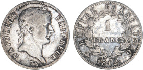 1 FRANC
1 FRANC au revers Empire Français
1812 Q - TB 20 (TB+)
Très Rare !!


G 447, F 205, KM# 692
PERPIGNAN - ARGENT - 
 -------------------...