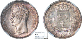 1 FRANC
1 F, Charles X, tranche striée
1830 A - SPL 62 (SUP++)
4f - Rarissime !!!, NGC MS62


G 450a, F 208-208A, KM# 724
PARIS - ARGENT - 
 -...