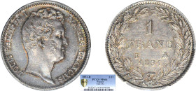1 FRANC
1 FRANC Louis-Philippe I, tête nue
1831 B - FDC 64 (FDC)
Très Rare en l'état !! - PCGS MS64


G 452, F 209, KM# 742
ROUEN - ARGENT - 
...