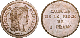 1 FRANC
1 FRANC (module de) épreuve de Barre (1848)
ND - SPL 61 (SUP+)
Bronze - Rare !


G 456a
 - BRONZE - 
 --------------------------------...