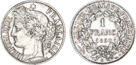 1 FRANC
1 FRANC type Cérès (2e République)
1850 K - TTB 40 (TTB+)
Rare ! - nettoyé, inf. coups listel


G 457, F 211, KM# 759
BORDEAUX - ARGENT...