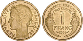 1 FRANC
1 FRANC type Morlon (cuivre aluminium)
1931 - SPL 62 (SUP++)
PIEFORT Essai - Rarissime !!!


G 470, F 219, KM# 885
 - CUPRO-ALUMINIUM -...