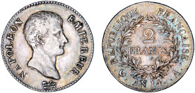 2 FRANCS
2 FRANCS Napoléon empereur (calendrier révolutionnaire)
AN14 A - TTB 45 (TTB++)
Assez Rare !


G 495, F 251, KM# 658
PARIS - ARGENT - ...