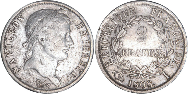 2 FRANCS
2 FRANCS au revers République Française
1808 I - TB 25 (TB++)
Assez ...