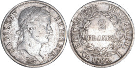 2 FRANCS
2 FRANCS au revers République Française
1808 I - TB 25 (TB++)
Assez Rare !


G 500, F 254, KM# 684
LIMOGES - ARGENT - 
 -------------...