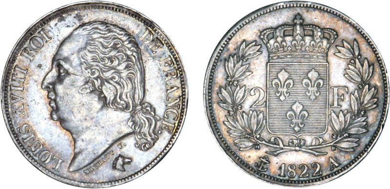 2 FRANCS
2 F, Louis XVIII
1822 A - TTB 45 (TTB++)



G 513, F 257, KM# 710...