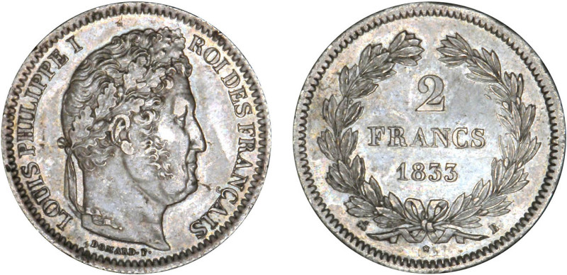 2 FRANCS
2 FRANCS Louis-Philippe I
1833 B - SUP 53 (SUP-)
Rare !


G 520, ...