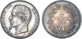 2 FRANCS
2 FRANCS Napoléon III, tête nue
1853 A - SPL 61 (SUP+)
Très Rare !!


G 523, F 262, KM# 780
PARIS - ARGENT - 
 ----------------------...