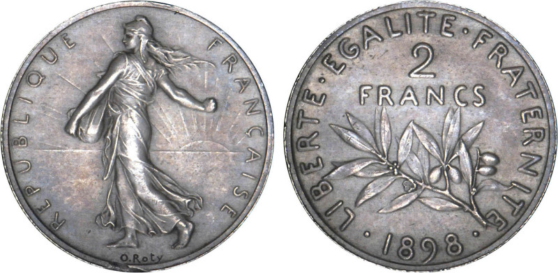 2 FRANCS
2 FRANCS type semeuse
1898 - SPL 61 (SUP+)
Vieil argent - Rare !, in...