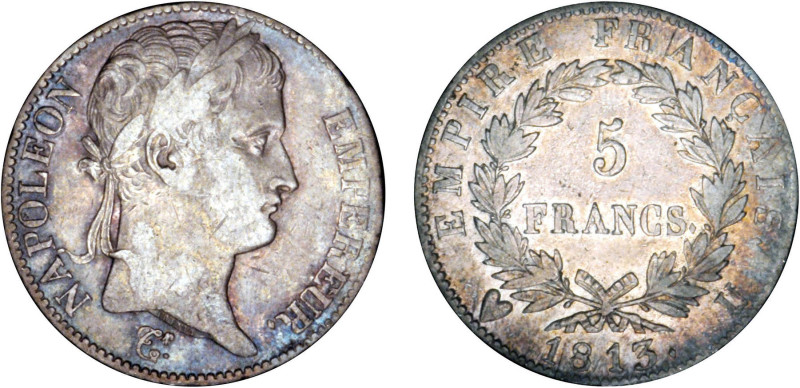5 FRANCS
5 FRANCS au revers Empire Français
1813 U - TTB 30 (TTB-)
Très Rare ...
