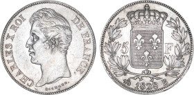 5 FRANCS
5 F, Charles X 2e type
1828 B - TTB 45 (TTB++)
légèrement brossé


G 644, F 311, KM# 728
ROUEN - ARGENT - 
 -------------------------...