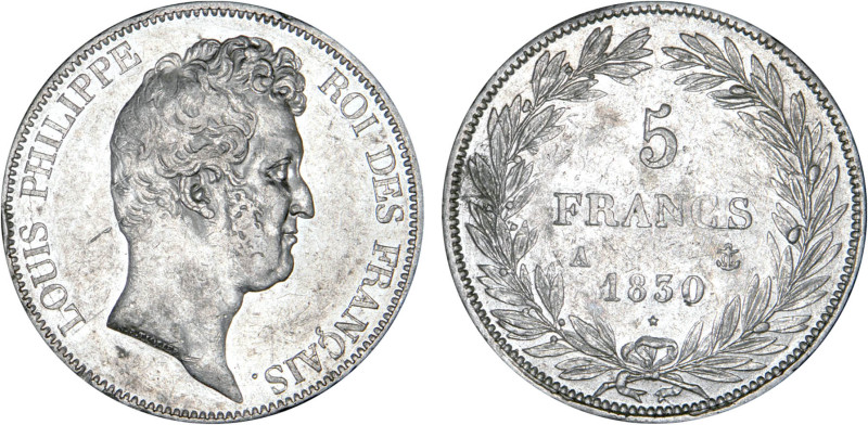 5 FRANCS
5 FRANCS Louis-Philippe, tête nue, variété sans le I, tranche en creux...