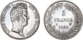 5 FRANCS
5 FRANCS Louis-Philippe I, tête nue, tranche en creux
1830 H - SUP 53 (SUP-)
Très Rare !!


G 676, F 315, KM# 735
LA ROCHELLE - ARGENT...