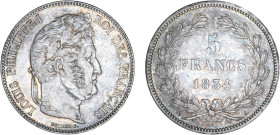 5 FRANCS
5 FRANCS Louis-Philippe I, tête laurée
1834 A - SUP 58 (SUP)
Assez Rare en l'état !


G 678, F 324, KM# 749
PARIS - ARGENT - 
 ------...