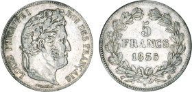 5 FRANCS
5 FRANCS Louis-Philippe I, tête laurée
1835 M - TTB 40 (TTB+)
Rare !


G 678, F 324, KM# 749
TOULOUSE - ARGENT - 
 ------------------...