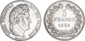 5 FRANCS
5 FRANCS Louis-Philippe I, tête laurée
1835 T - TTB 40 (TTB+)
Rare ! - 1 infime coup tranche


G 678, F 324, KM# 749
NANTES - ARGENT -...