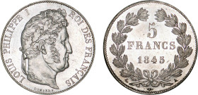 5 FRANCS
5 FRANCS Louis-Philippe I, tête laurée, 2e type
1845 A - SPL 62 (SUP++)
Très Rare en l'état !!


G 678a, F 325, KM# 749
PARIS - ARGENT...
