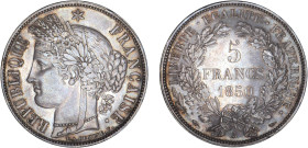 5 FRANCS
5 FRANCS type Cérès (2e République)
1850 A - SUP 58 (SUP)



G 719, F 327, KM# 761
PARIS - ARGENT - 
 -------------------------------...