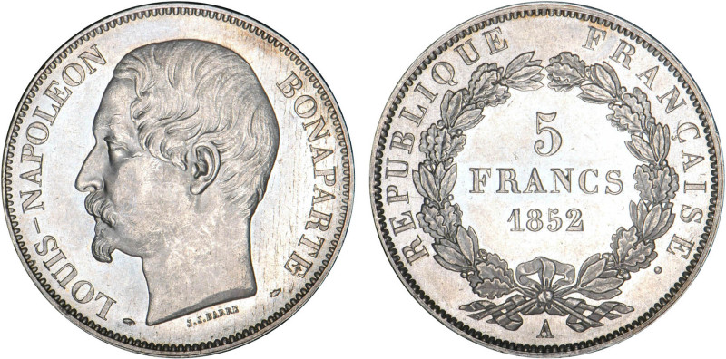 5 FRANCS
5 FRANCS 2e épreuve de J.J. Barre (Louis Napoléon Bonaparte)
1852 A -...