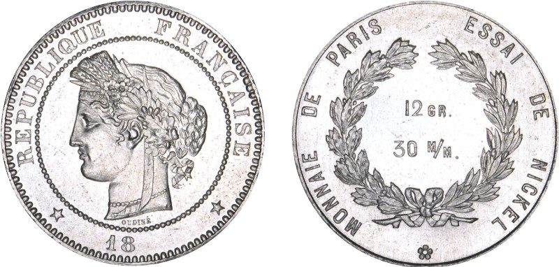 5 FRANCS
5 FRANCS (concours) Essai de module à la Cérès en nickel, 30 m/m 12gr...
