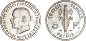 5 FRANCS
5 FRANCS Pétain, 2e projet de Bazor
1941 - FDC 65 (FDC)
ESSAI Cu-Ni, FB, tr. Striée - 4,13g


G 763, M 2660-60a, VG 5574-75, GEM 142
 ...