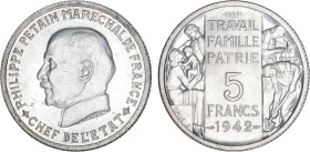 5 FRANCS
5 FRANCS Maréchal Pétain, projet de Bazor & Galle
1942 - SPL 63 (SUP++)
ESSAI en aluminium - Très Rare !!


G 765, KM Pn 109
 - ALUMIN...