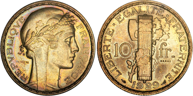 10 FRANCS
10 FRANCS concours de Morlon (ESSAI)
1929 - SPL 63 (SUP++)
Cupro-al...