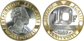 10 FRANCS
10 FRANCS Montesquieu
1989 - FDC 68 (FDC)
Or bl. & jaune, flan bruni - Rare !


G 828, F 1305, KM# 969
 - OR - 12g
 ----------------...