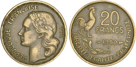 20 FRANCS
20 FRANCS type Georges Guiraud
1950 B - TTB 35 (TTB)
4 faucilles - Rare !


G 864, F 401, KM# 916
BEAUMONT LE ROGER - CUPRO-ALUMINIUM...